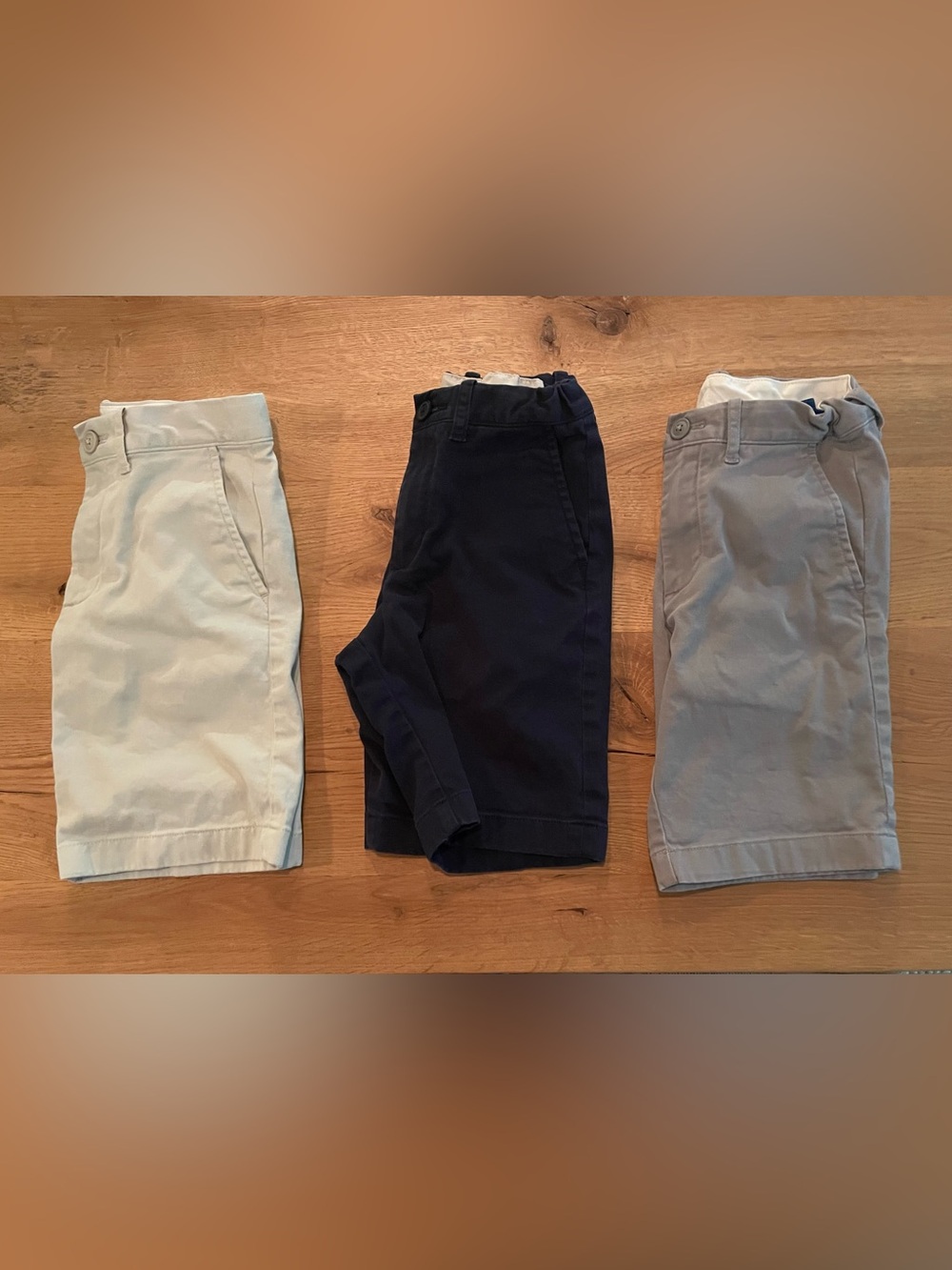 3 Pairs Crewcuts Stanton Shorts, Size 8, navy Gray and Khaki